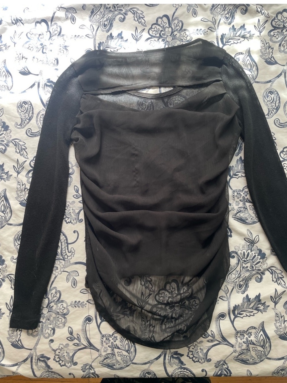 Ardene Black Long-Sleeve Sheer-Panel Sweater